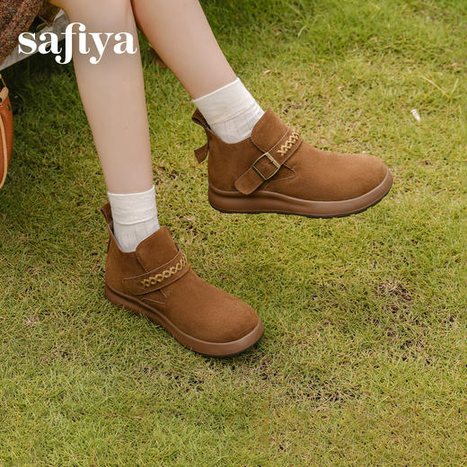 预售|Safiya/索菲娅2025美拉德绒面魔术贴圆头百搭软底休闲复古短踝靴SFD4116192 商品图10