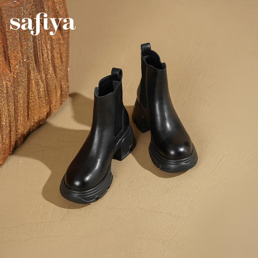 Safiya/索菲娅2025英伦风时尚厚底圆头百搭轻便增高切尔西靴SFD4116417 商品图7