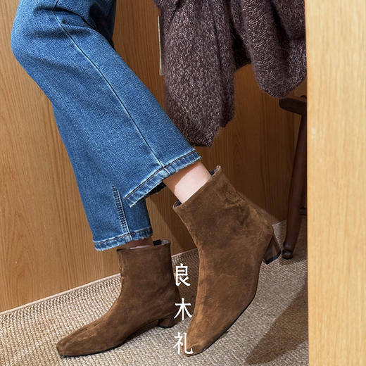 【不退不换/预售7天】良木礼高丝光牛绒短靴（Q2592655） 商品图0