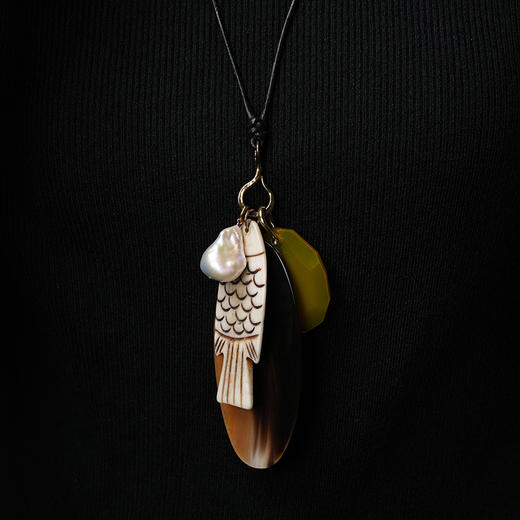 北京仓｜Chan Luu-Shoal Charm-雕花骨鱼 多吊坠 长项链［美国设计师］ 商品图6