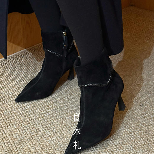 【特价不退不换】【预售7天】良木礼翻领尖头短靴（D258123D-3） 商品图4