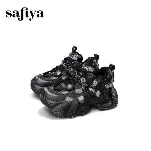 Safiya/索菲娅2025潮流厚底擦色加绒保暖百搭轻便松糕运动老爹鞋SFD4112095 商品图10