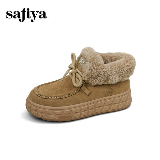 Safiya/索菲娅2025冬季加绒抗冻户外轮胎底休闲保暖羊毛雪地靴SFD411A176 商品图8