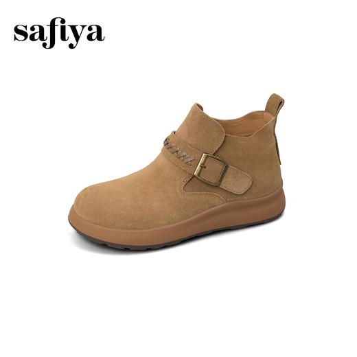 预售|Safiya/索菲娅2025美拉德绒面魔术贴圆头百搭软底休闲复古短踝靴SFD4116192 商品图11