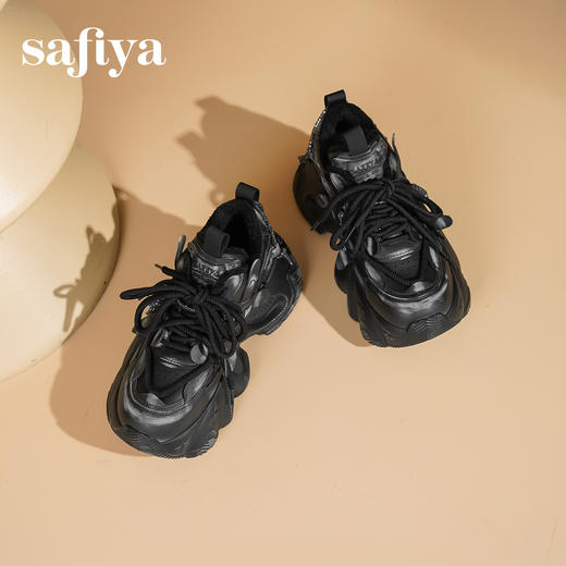 Safiya/索菲娅2025潮流厚底擦色加绒保暖百搭轻便松糕运动老爹鞋SFD4112095 商品图4