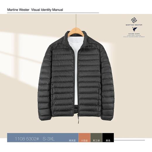 Martine Wester 男款轻量面料横切条薄款小立领鹅绒服 11085302 商品图4