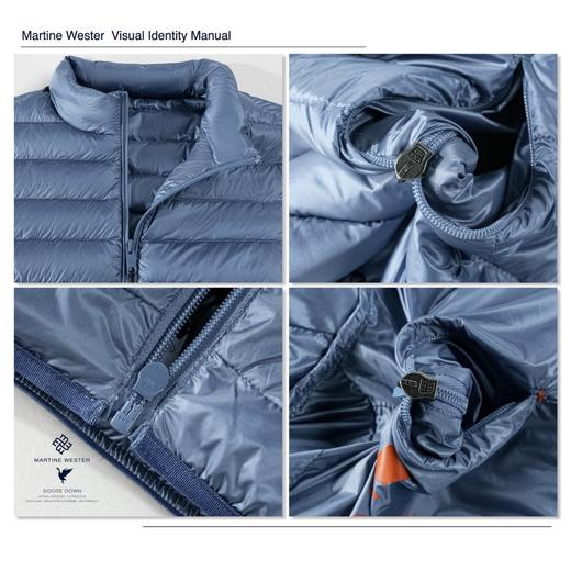 Martine Wester 男款轻量面料横切条薄款小立领鹅绒服 11085302 商品图6