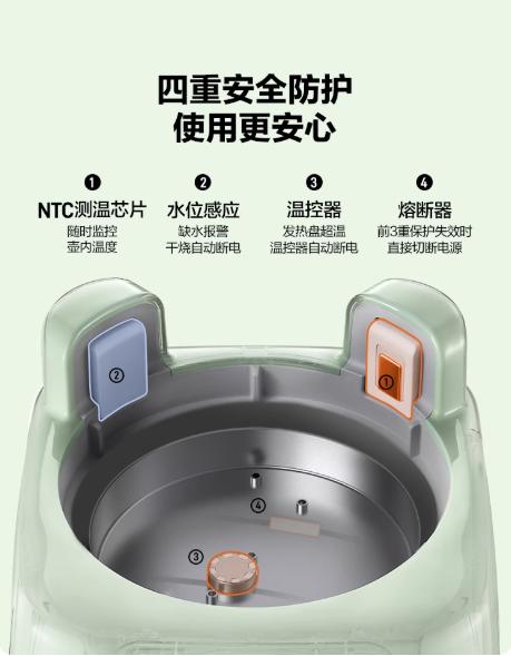 北鼎全玻璃养生壶FK571浅杉绿(1.2L) 商品图3