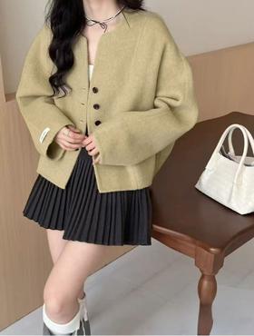 【轻奢双面尼】2530 特调色系【澳洲羊毛➕天丝】短款宽松廓形双面尼外套-喜出