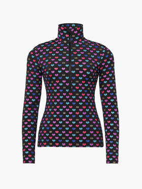 Goldbergh - CUORI ski pully - cuori black - 女装 - 速干 - 黑色/彩色花纹
