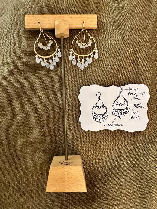 SpoiledBrat Jewelry Carol系列 | 珍珠月光石耳环 商品图0