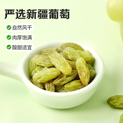 百草味无核绿葡萄干100g罐装新疆特产免洗一级大果干零食蜜饯休闲 商品图3