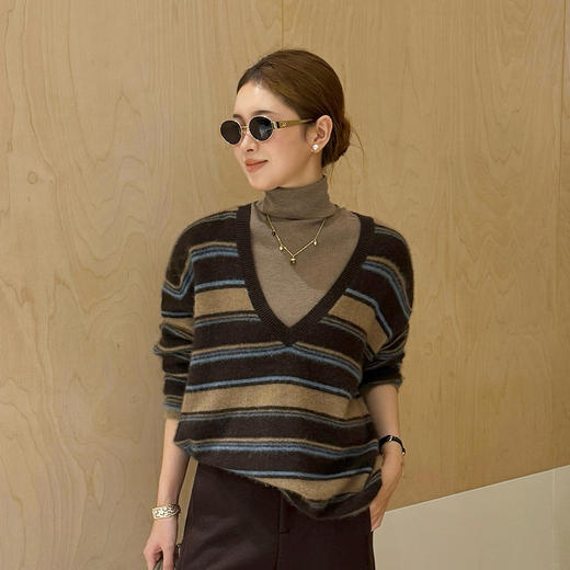 【特价不退不换】良木礼V领羊绒上衣（D25101681） 商品图2