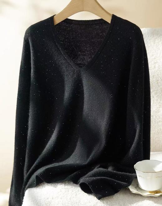 只有这波了！捡漏大福利！全羊毛！！品牌同工厂！！璨若星河亮片羊毛V领针织衫-喜出 商品图4