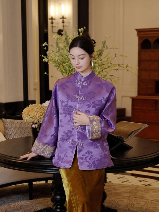 盛唐牡丹 | 富贵牡丹漳缎盘金绣外套 商品图1