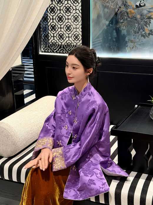 盛唐牡丹 | 富贵牡丹漳缎盘金绣外套 商品图11