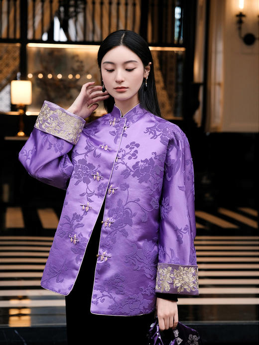 盛唐牡丹 | 富贵牡丹漳缎盘金绣外套 商品图3