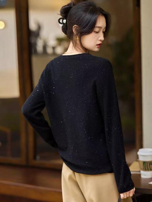 只有这波了！捡漏大福利！全羊毛！！品牌同工厂！！璨若星河亮片羊毛V领针织衫-喜出 商品图3