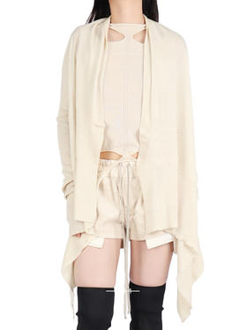 Rick Owens | CONCORDIANS 米色罗纹不对称下摆开衫