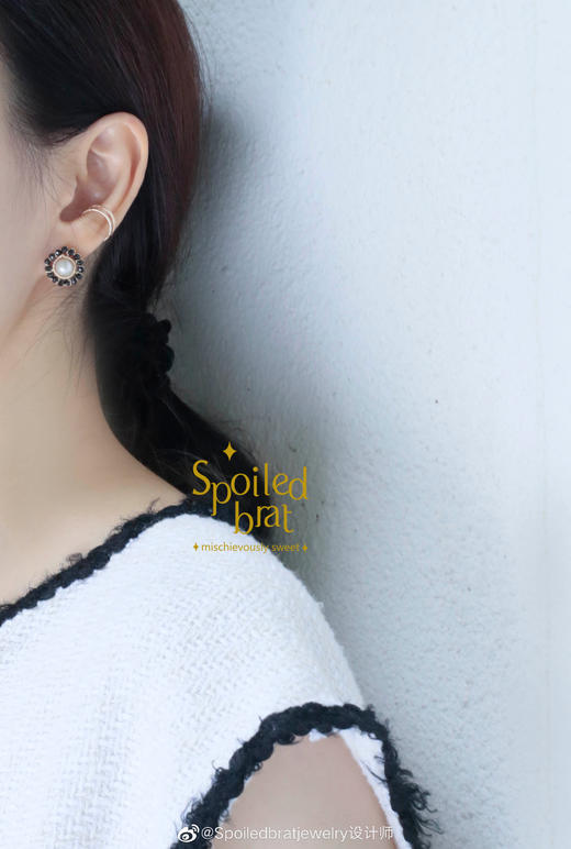 SpoiledBrat Jewelry花环系列 | 灰珍珠斜长石/月光石/尖晶石耳钉 商品图9