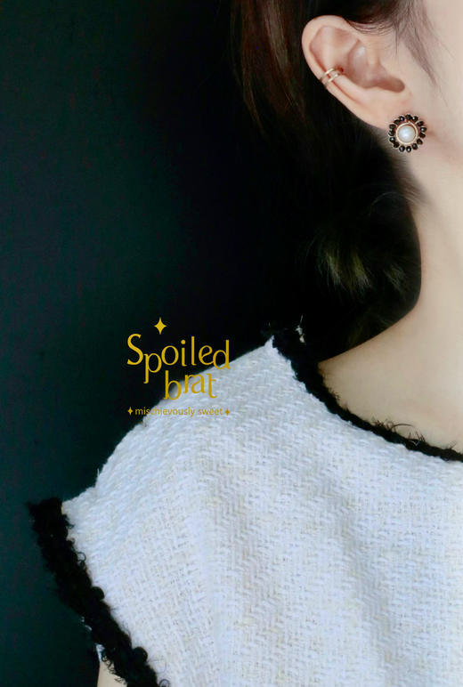 SpoiledBrat Jewelry花环系列 | 灰珍珠斜长石/月光石/尖晶石耳钉 商品图8
