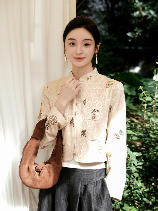 盛唐婧 | 丝毛手推绣外套-白色 商品图0