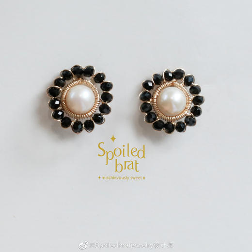 SpoiledBrat Jewelry花环系列 | 灰珍珠斜长石/月光石/尖晶石耳钉 商品图10