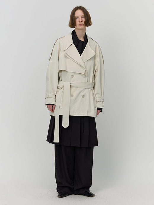 绒感中长款风衣 商品图0