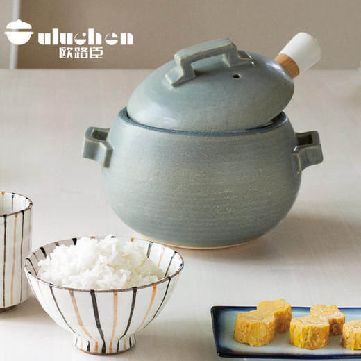 日本万古烧陶锅砂锅汤锅蓝釉栗子锅1.8L-YHD 商品图4