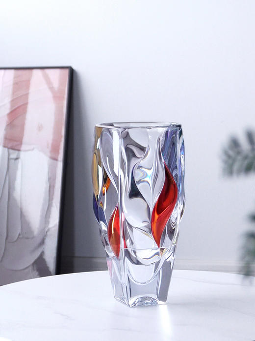 捷克进口BOHEMIA 彩色个性水晶玻璃花瓶北欧风客厅装饰摆件波西米亚彩色竹子艺术花瓶30cm果斗 商品图1
