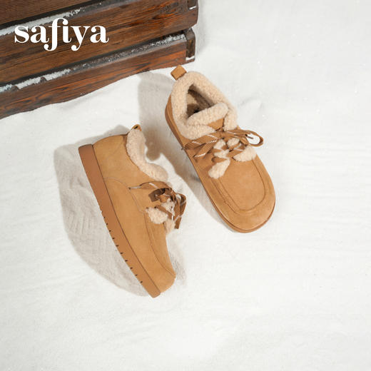 预售|Safiya/索菲娅2025复古百搭外穿平底休闲系带深口加绒保暖毛毛鞋 SFD4112285 商品图2