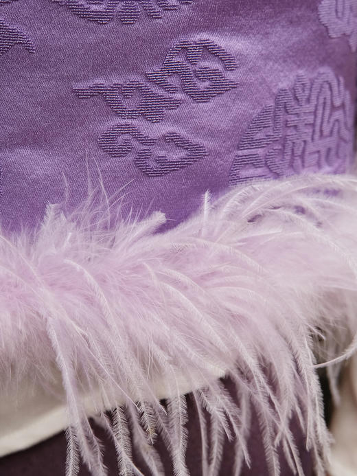 下架|盛唐牡丹 | 万寿祥云纹漳缎鸵鸟毛棉马甲 商品图3