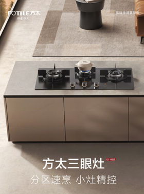方太（FOTILE）JZT-01-H8B 三眼定时灶具 玥影灰灶具    JD