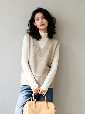 L1臣禾	知己羊绒马甲 针织背心JZ244090175 现货
