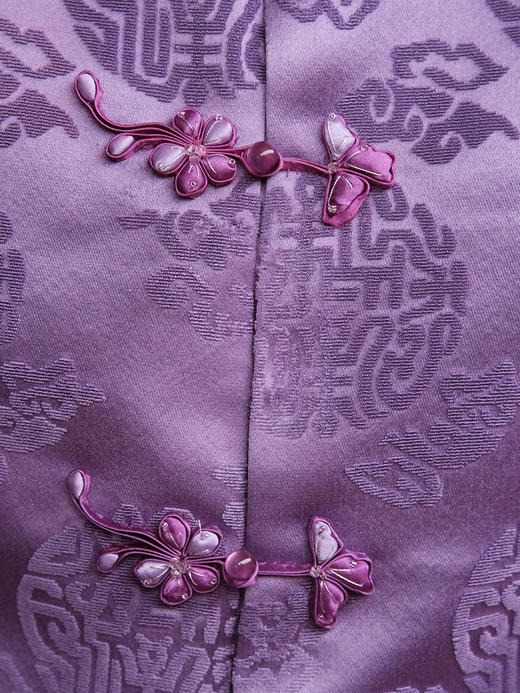 下架|盛唐牡丹 | 万寿祥云纹漳缎鸵鸟毛棉马甲 商品图2