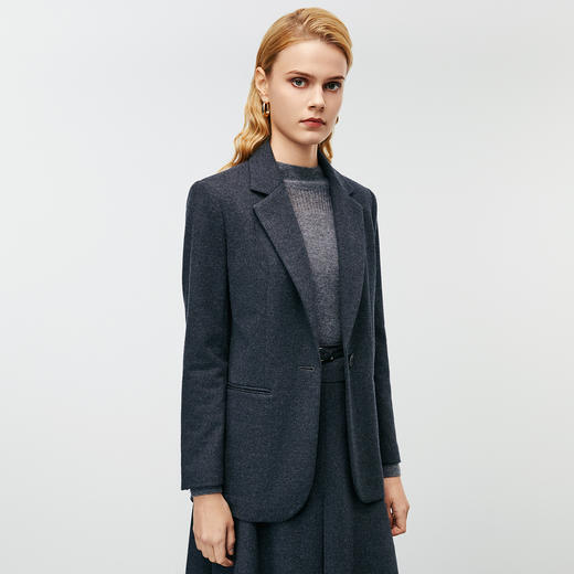 EITIE爱特爱气质通勤修身显瘦深灰色干练毛呢西装外套冬季新款8003704 商品图3