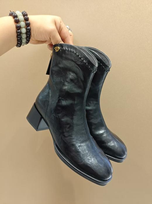 西村名物2025年冬季新款舒适中跟毛绒内里时装靴切尔西靴X25DS48671 商品图2