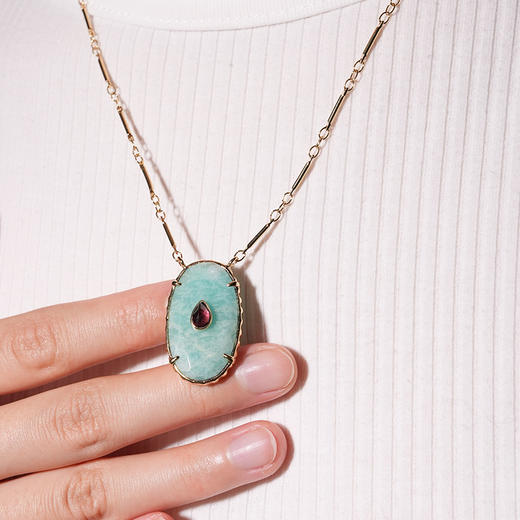 北京仓｜ROOM SERVICE-CHEEMA-亚马逊石 吊坠 项链［法国设计师］ 商品图0