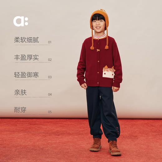 【春Vol.0】allblu幼岚美丽诺羊毛【新年小马开衫】儿童毛衣26春季新品保暖ZY 商品图2