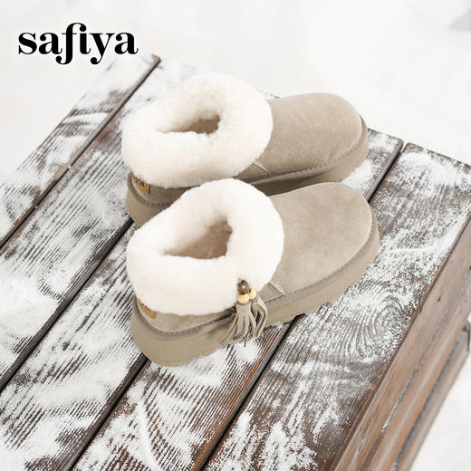 预售|Safiya/索菲娅2025时尚流苏厚底加绒抗寒百搭懒人保暖毛毛雪地靴SFD411A265 商品图6