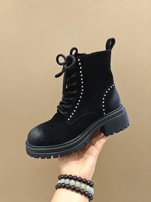 西村名物2025年冬季新款舒适厚底中跟绒底绒面马丁靴短筒靴X25D848691 商品图0