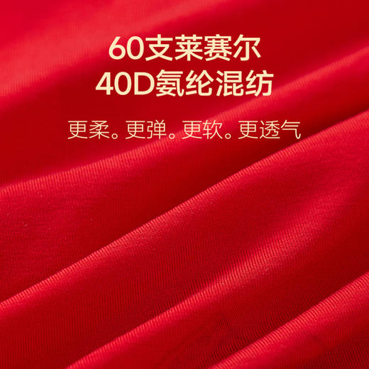 【99元3条，下单数量拍3】皇家丽美女士红运内裤 60S 莱赛尔桑蚕丝加长裆 10A 抗菌高弹无痕大包裹吉祥红底裤DKM1473 商品图4