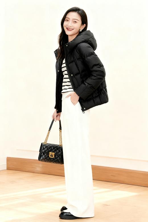 臣禾	【暖心鹅绒服-短款】连帽羽绒服 90白鹅绒	JZ254070215 商品图1