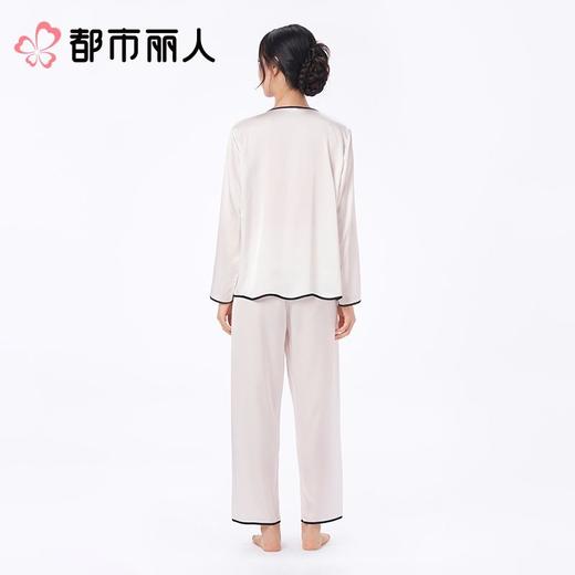 都市丽人女士睡衣冰雪丝家居服长袖长裤丝质长袖套装LHC1C0 商品图2