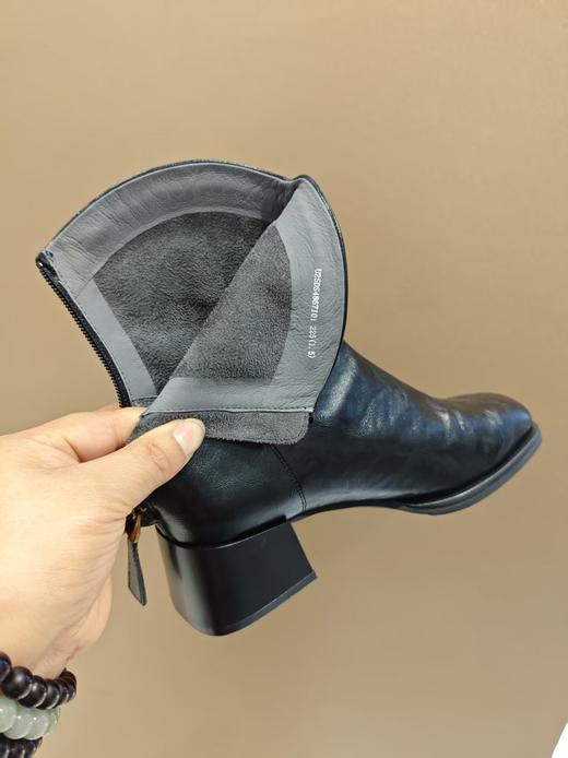西村名物2025年冬季新款舒适中跟毛绒内里时装靴切尔西靴X25DS48671 商品图3