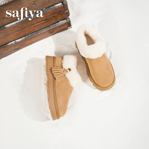 预售|Safiya/索菲娅2025时尚流苏厚底加绒抗寒百搭懒人保暖毛毛雪地靴SFD411A265 商品图1