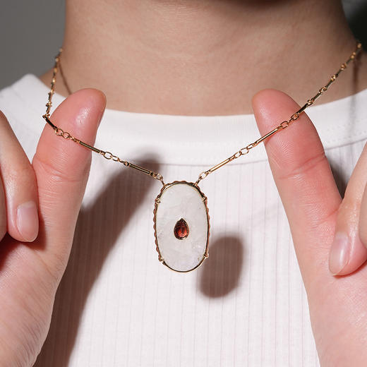 北京仓｜ROOM SERVICE-CHEEMA-月光石 吊坠 项链［法国设计师］ 商品图0