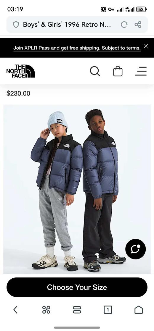 现货 北家TNF大童1996羽绒服 商品图2