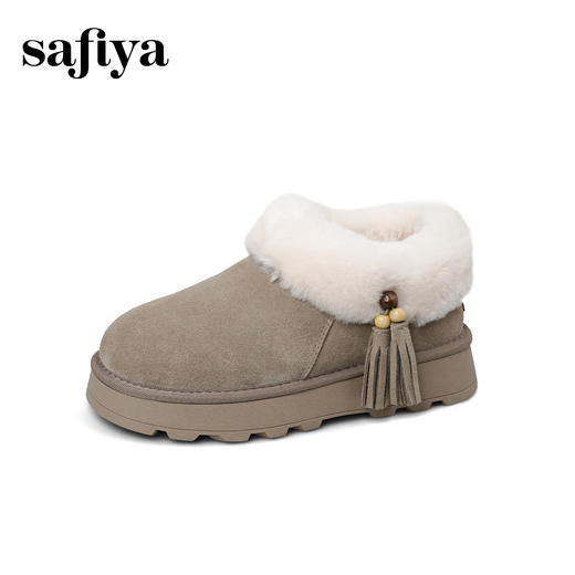 预售|Safiya/索菲娅2025时尚流苏厚底加绒抗寒百搭懒人保暖毛毛雪地靴SFD411A265 商品图11
