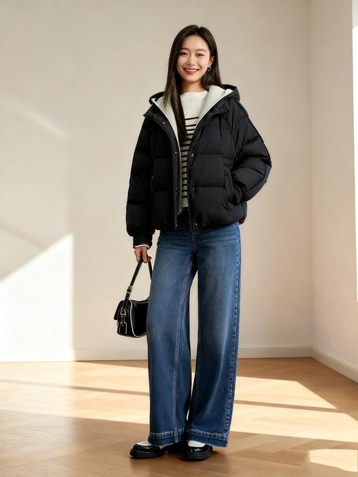 M1臣禾	【可脱卸帽羽绒服】插肩袖连帽小个子短款羽绒服	JZ254070180 商品图5